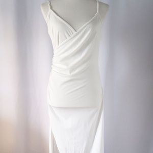 White dress with very high slit